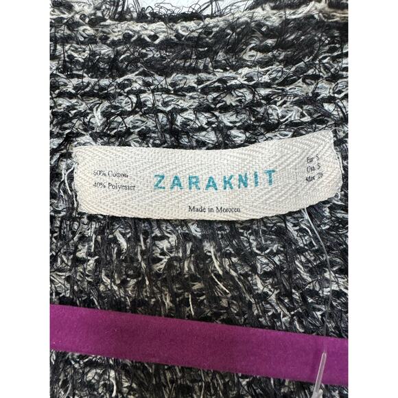 Zara Knit Open Front Unstructured Cardigan Sweater Black Women's Size Small - Picture 3 of 5